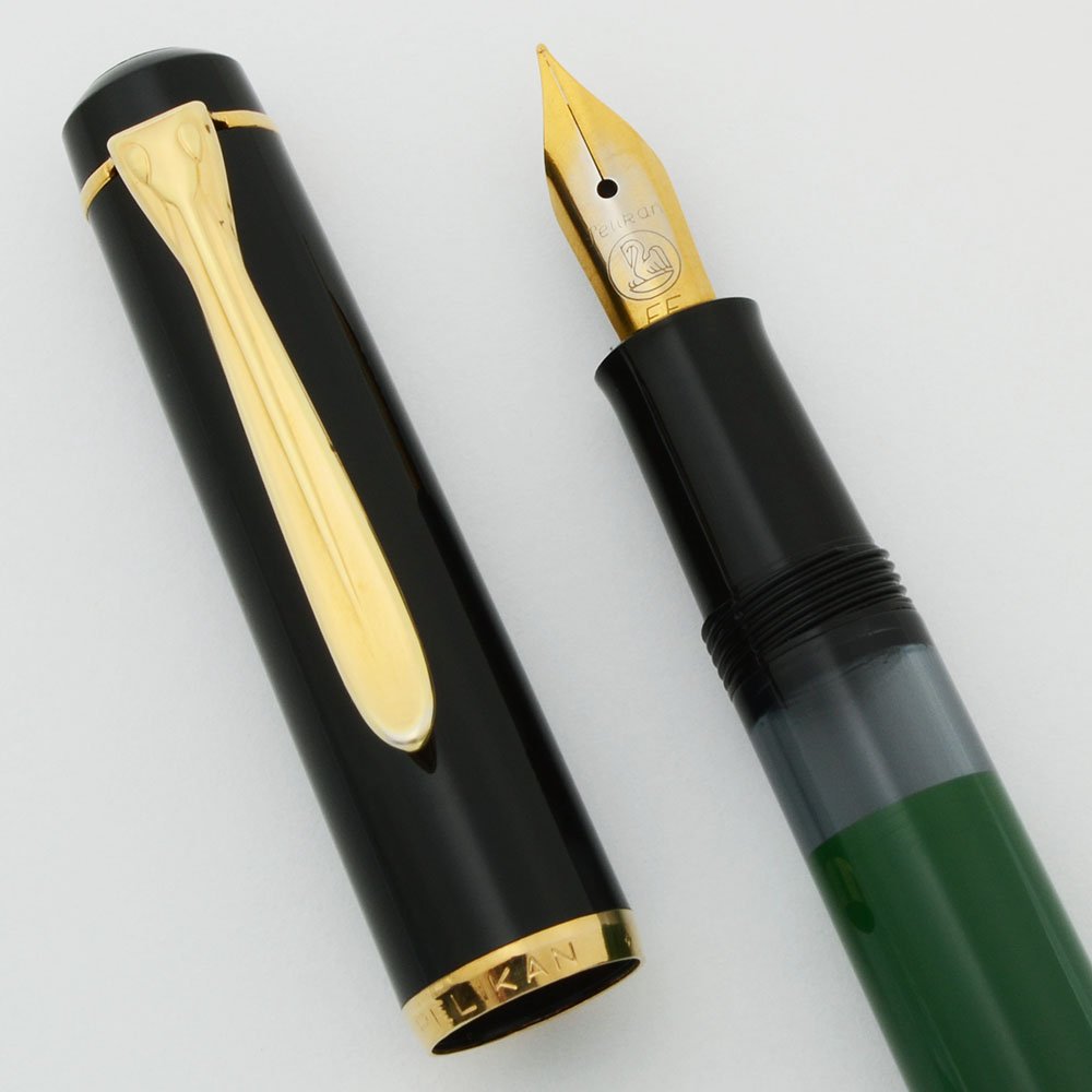 Pelikan M150 Fountain Pen - Old Style, Black Green, Gold Trim